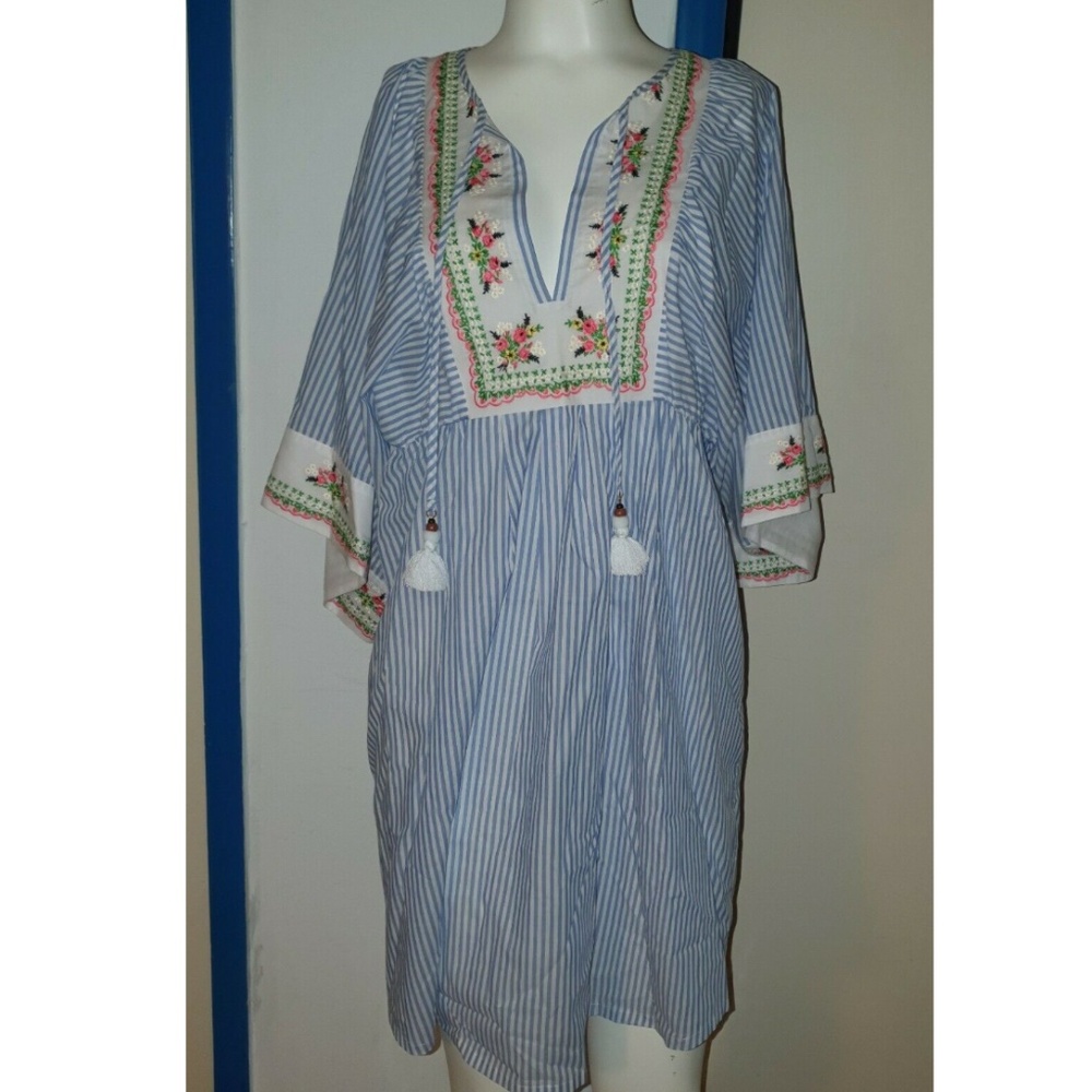 Tory Burch Tunic Caftan Striped Beach Swim  Coverup Dress NWT Resort Cruise - Picture 4 of 7
